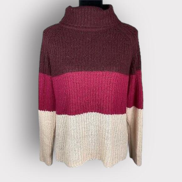 Brave Soul London Turtleneck Colorblock Sweater | Medium - Picture 4 of 10